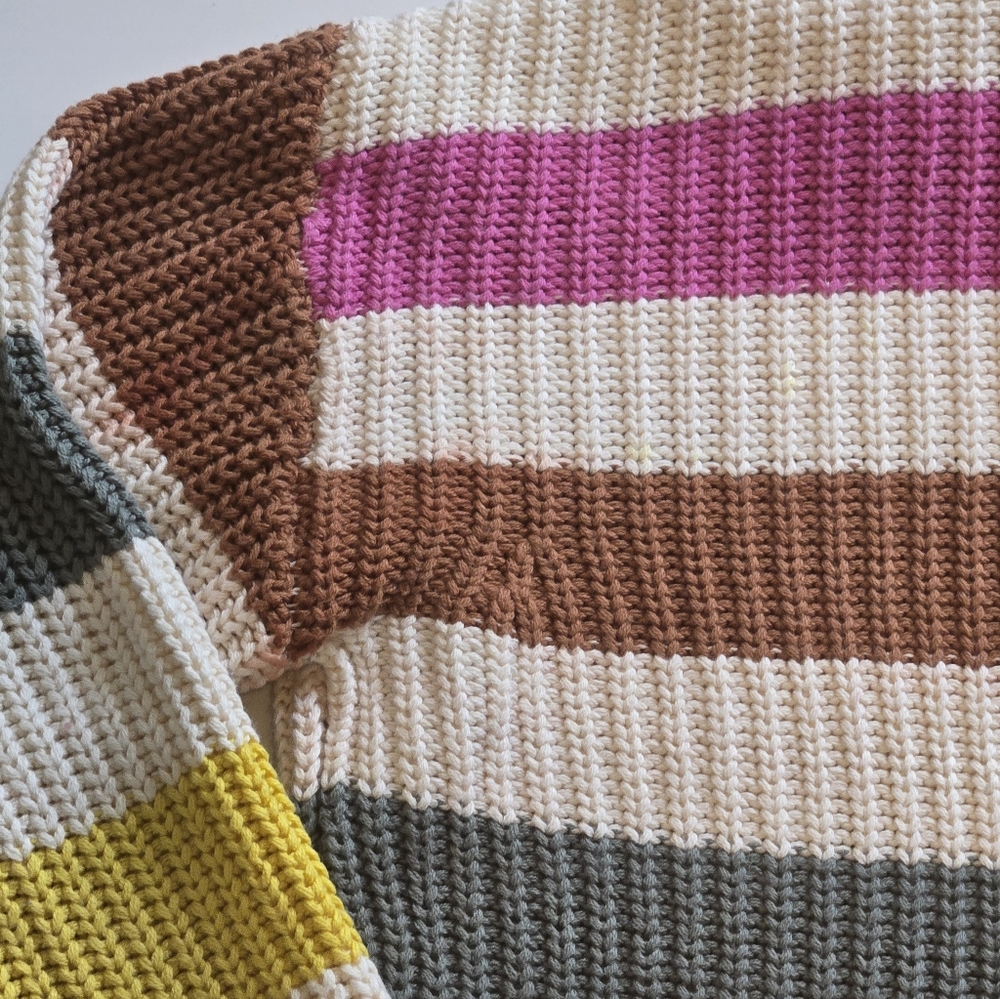 Free Assembly Women's Multicolor Striped Half-Zip Ribbed Sweater Size M – Retro - Picture 8 of 9